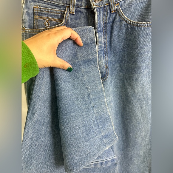 👖 Vintage Wide-Leg Denim Jeans with Unique Embellishments - Made in Hong Kong - Picture 4 of 15